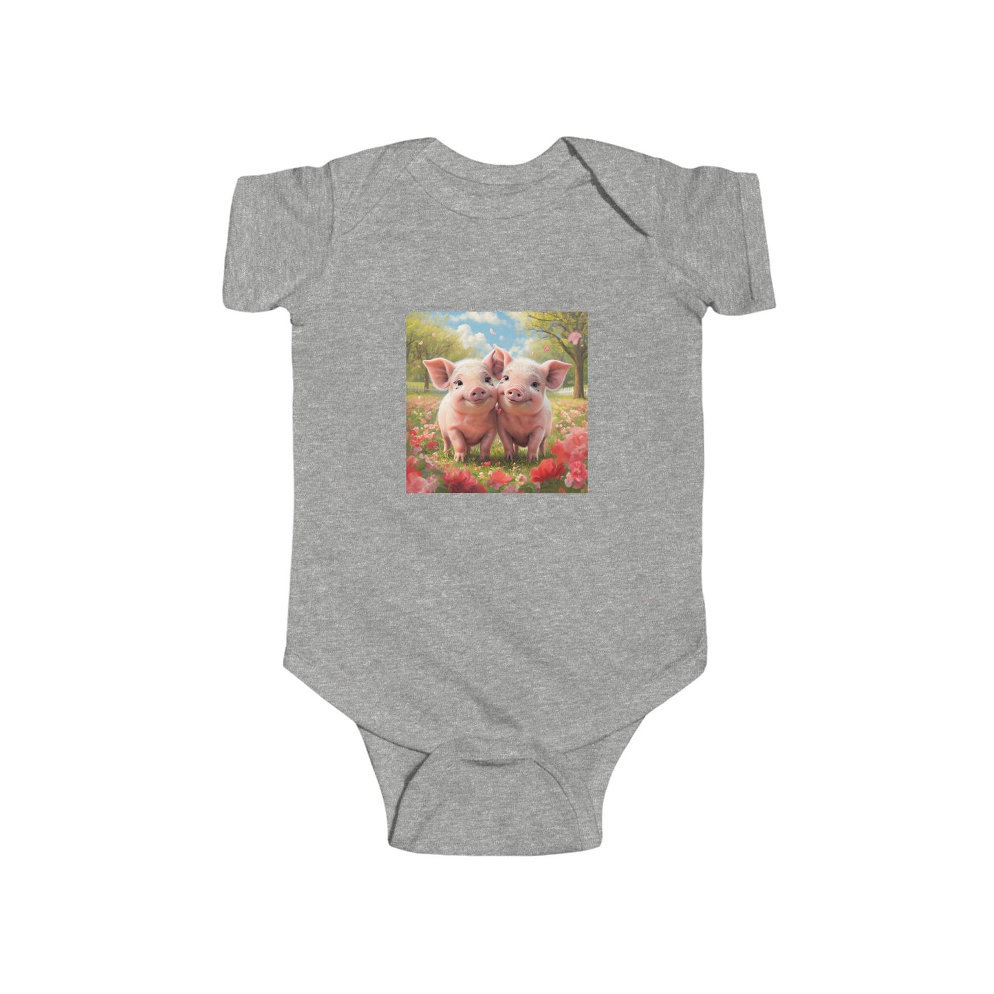 Baby Onesie with Happy Piglets Design