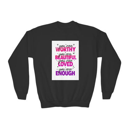 Youth Sweatshirt -Inspirational Quote 'You Are Loved'