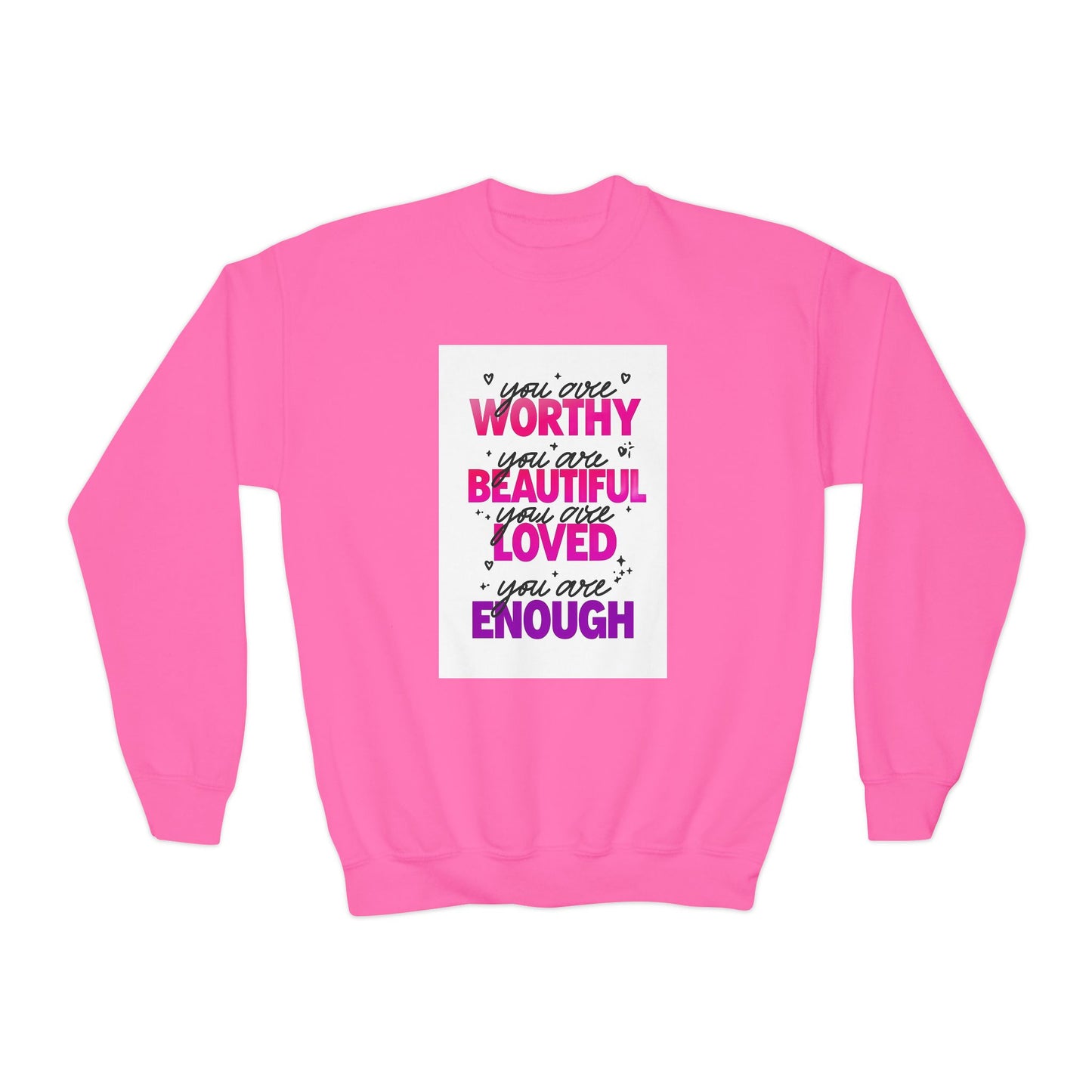 Youth Sweatshirt -Inspirational Quote 'You Are Loved'