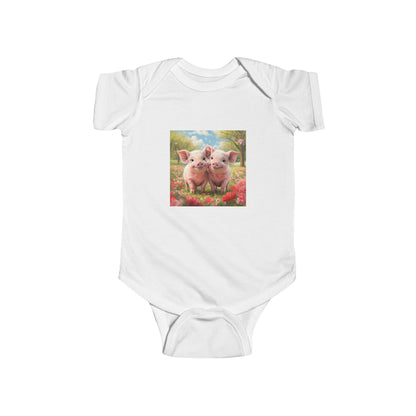 Baby Onesie with Happy Piglets Design