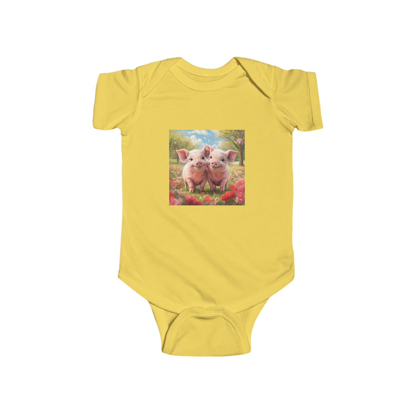 Baby Onesie with Happy Piglets Design