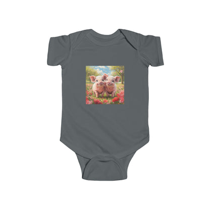 Baby Onesie with Happy Piglets Design