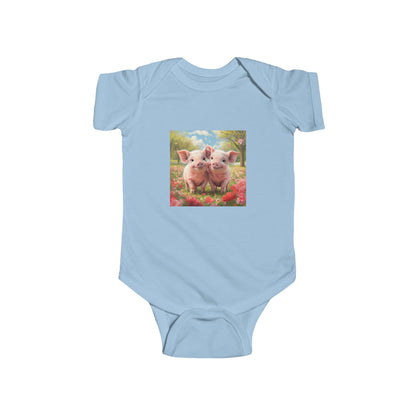 Baby Onesie with Happy Piglets Design