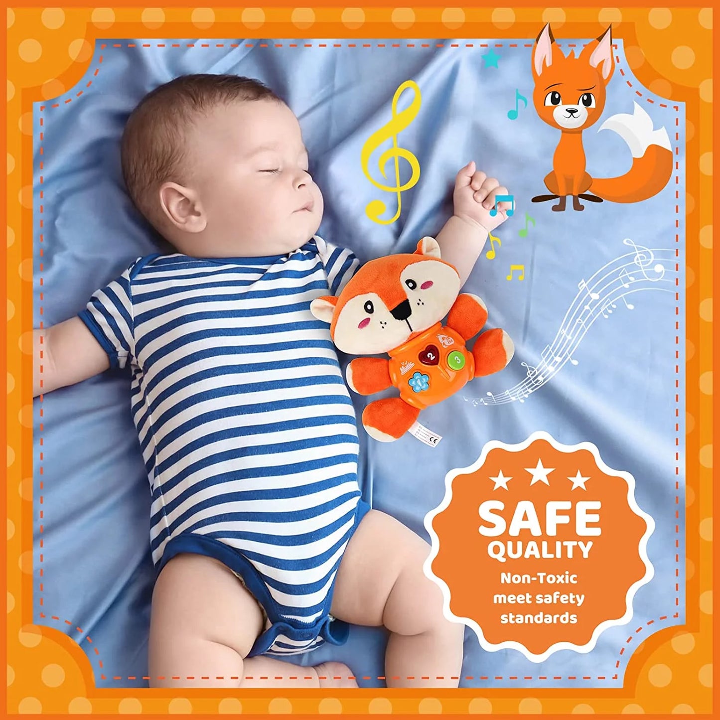 Plush Fox Baby Toys 0 3 6 9 12 Months, Newborn Baby Musical Light up Fox Stuffed Animal Baby Toys, for 0-3 3-6 6-12 Months Boys Girls for Infants Baby Gifts