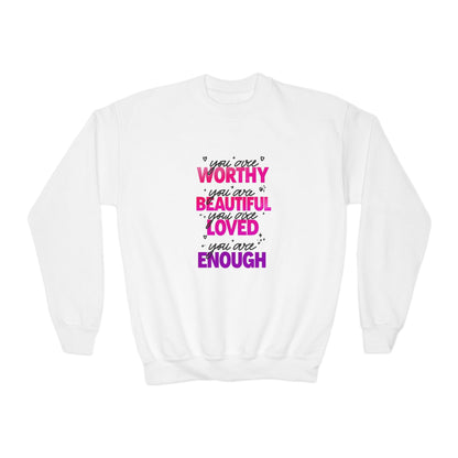 Youth Sweatshirt -Inspirational Quote 'You Are Loved'