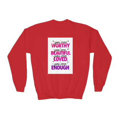 Youth Sweatshirt -Inspirational Quote 'You Are Loved'