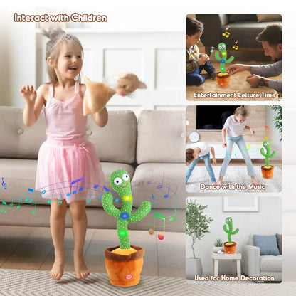 Kids Dancing Talking Cactus Toys Singing Mimicking Recording Repeating What You Say Cactus Plush Toy with 120 Song Dancing Smart